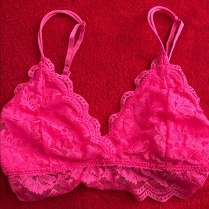 Lace Bralette in Vibrant Pink